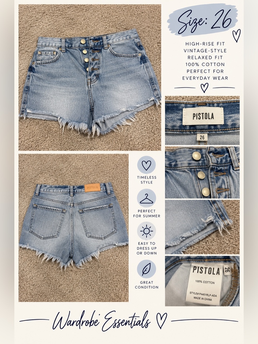 PISTOLA Denim Shorts | Size 26 | $20